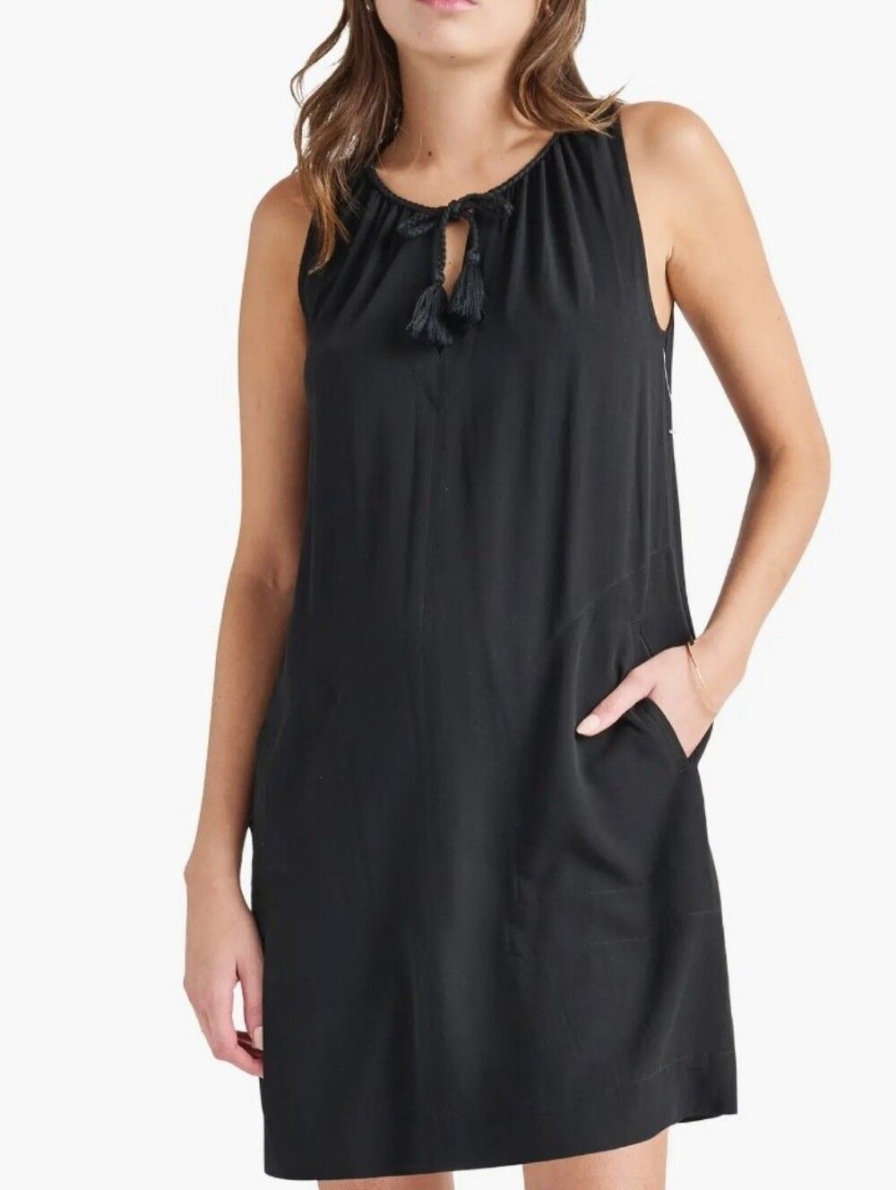 Michael Kors Black Sleeveless Slouch V-neck With Ties/Tassels, No Size Tag
